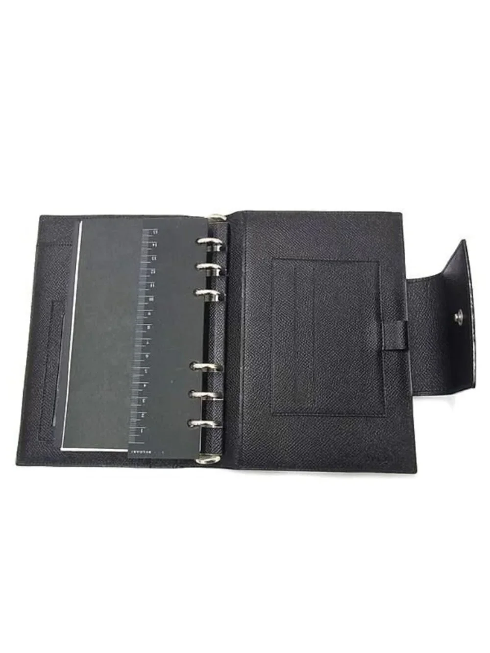 Bvlgari Leather 6 Hole Notebook Cover Schedule Book a Dos Address Black Agenda